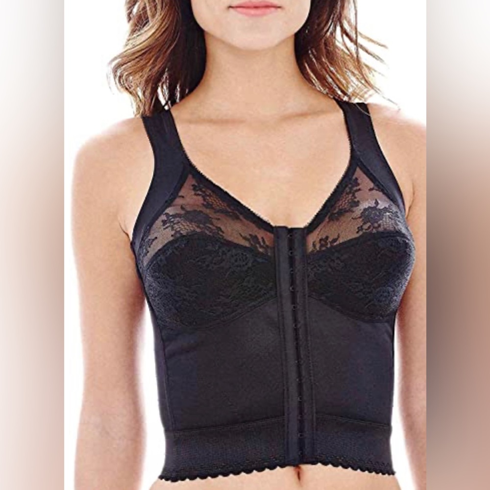 Cortland Intimates Women's Back Support Longline Bra 9603 in Black size 42DD NEW